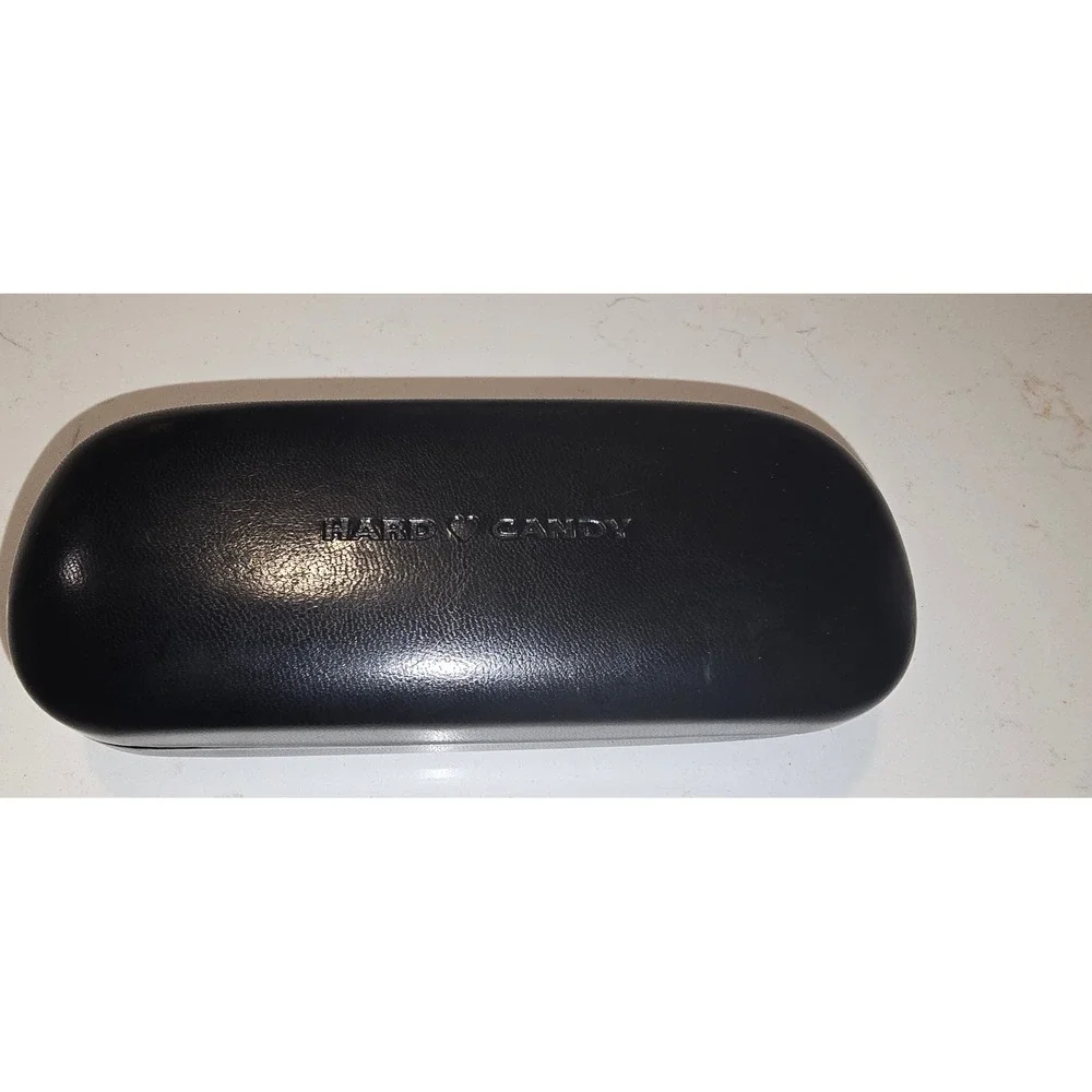 Hard Candy Black Faux Leather‎ Eyeglass Case Hot Pink Velvet Interior Hard Shell